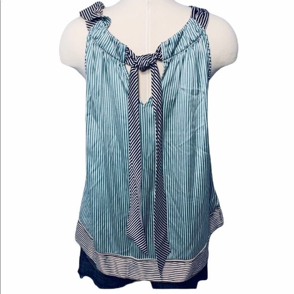 BCBGMaxazria Striped Halter Silk Top S - Picture 8 of 12
